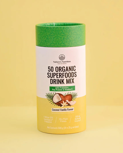 50 Organic Superfoods Drink Mix Coconut Vanilla