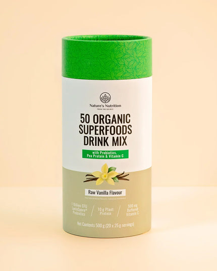 50 Organic Super Foods Drink Mix Raw Vanilla