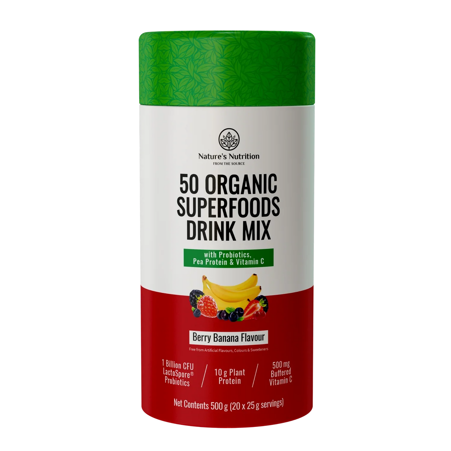 50 Organic Super Foods Drink Mix Berry Banana