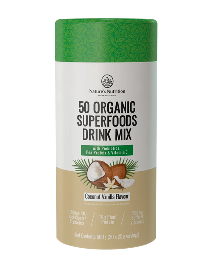 50 Organic Superfoods Drink Mix Coconut Vanilla